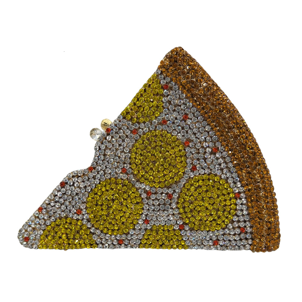 Pizza Dia Clutch's New Pizza Diamond Studded Dinner Bag, Themed Banquet Handbag For Girls Crystal Evening Bag