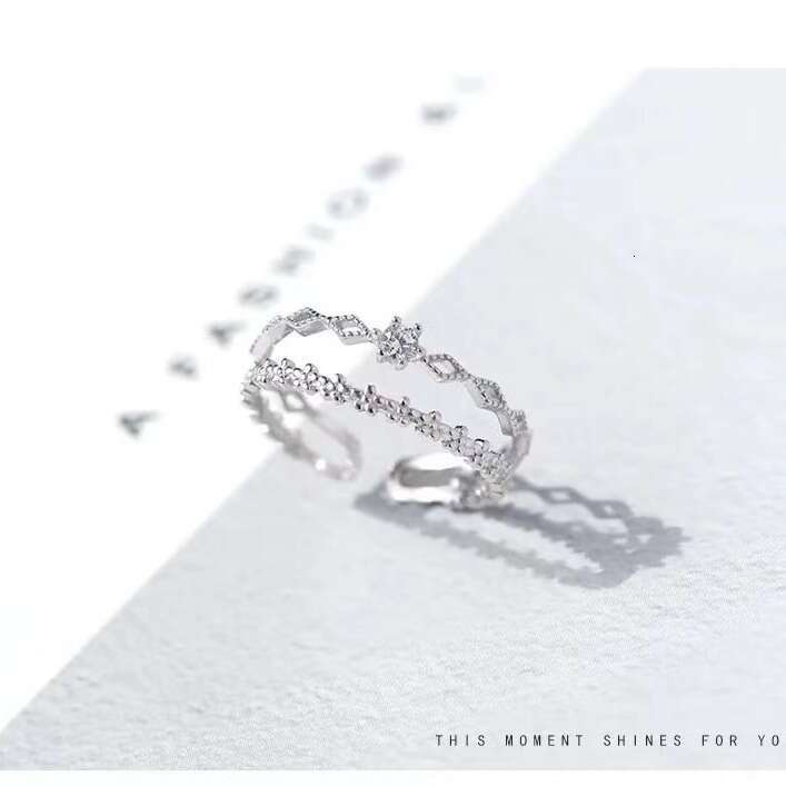Designer for womenClassic Ring Small Fresh Lace Double Layer for Women with Ins Style Sweet Opening Ring, Student Personalized Trendy Ring