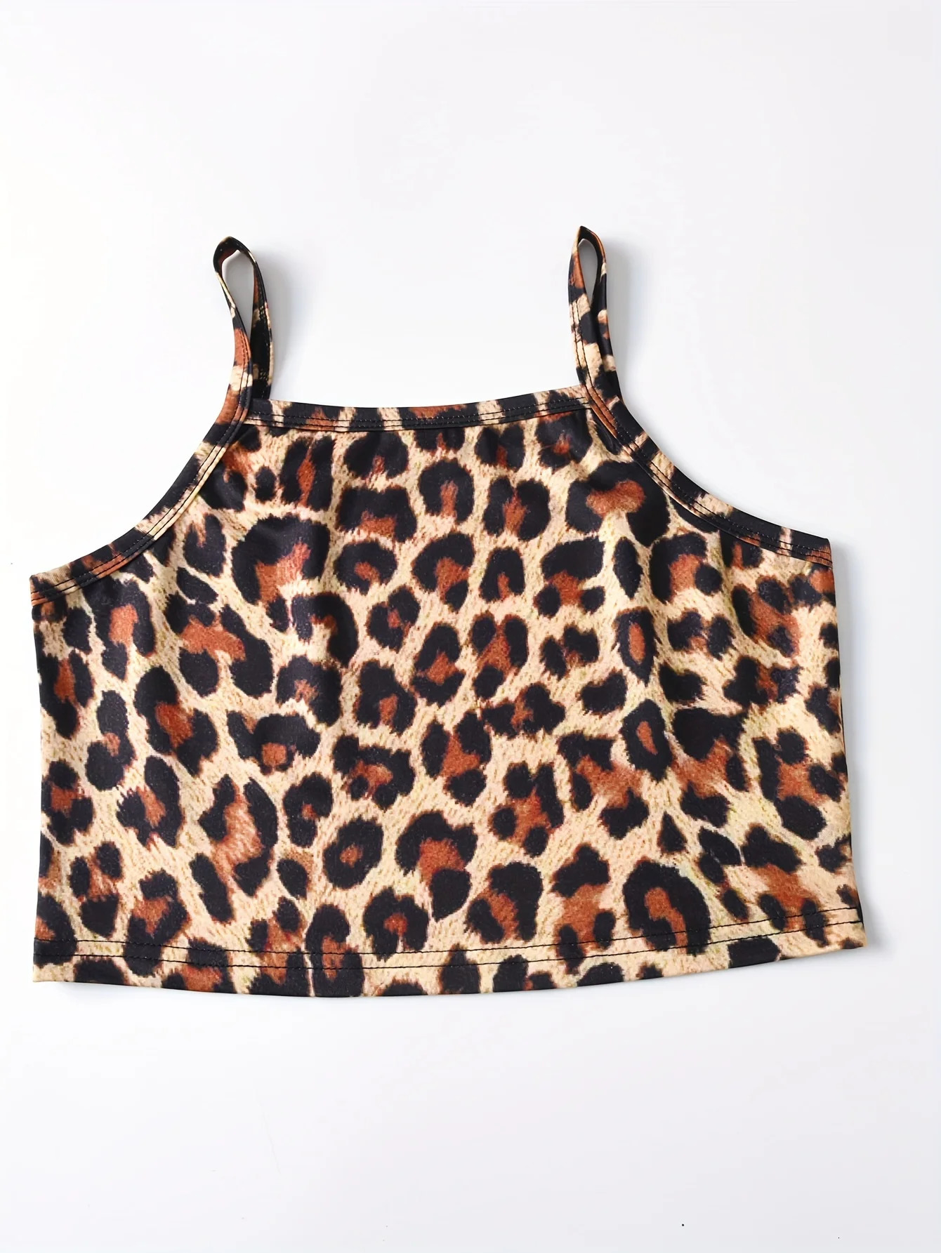 3-Piece Girls Leopard Print Satin Pajama Set - Soft Comfortable Loungewear with Button Up Lapel Collar Blouse Cami Top Pants 250312