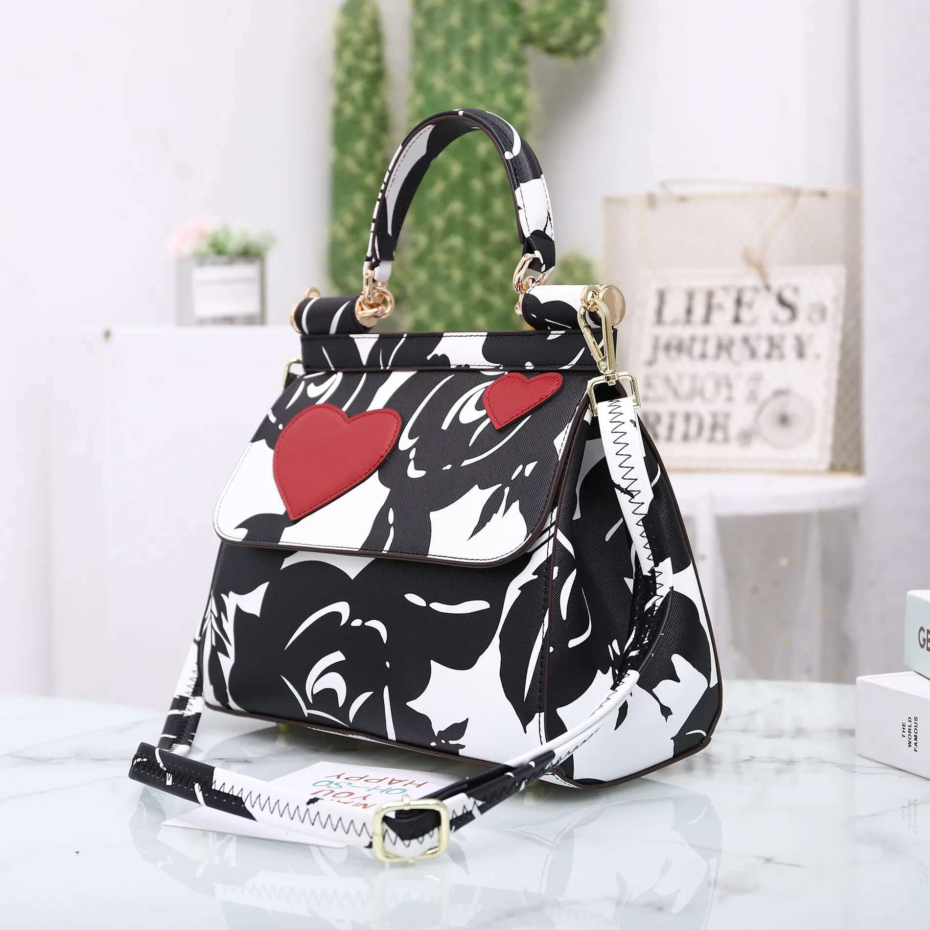 2025 Classic Women Frame Handbag Leather Printing Shoulder Messenger Totes Ladies Bags Bolsa Feminina Art Print