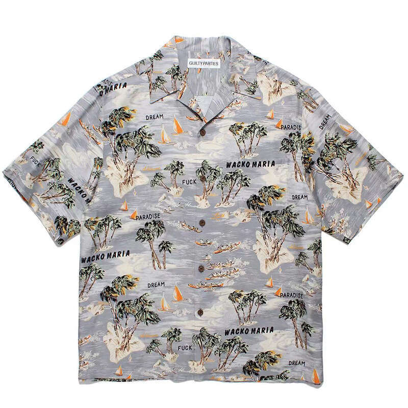 WACKO MARIAvintage Hawaiian Short sleeved Heaven Tokyo Wide Songhua Shirt Men gift for man