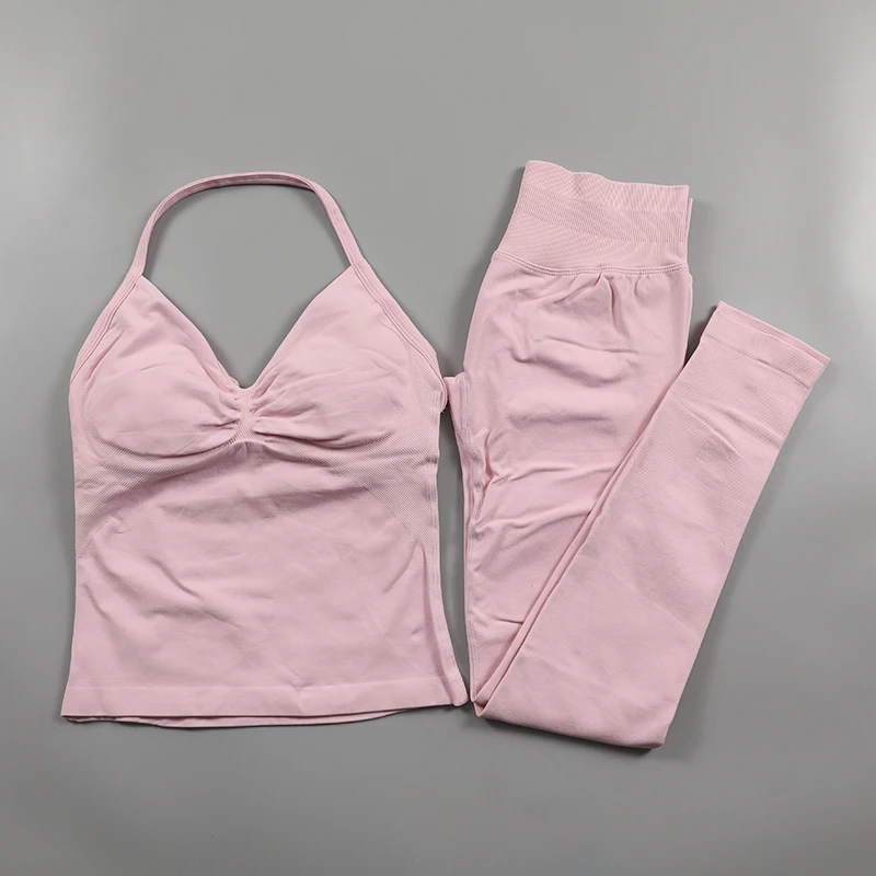 2025--Impact Set Women Padded Tank Tops Longe High Waist Scrunch Seamless Yoga Leggings Fiess Clothes Workout Sets Gym Suit Activewear Tracksuit