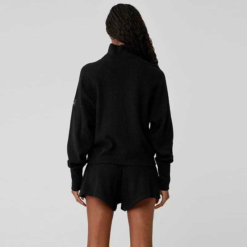 Active Shirts Tees 2025 Weekend Escape Jogger Set Waffle Weekend Escape Mock Neck Long Slve Solid Color Casual Fashion Shirt Y2503122IDB