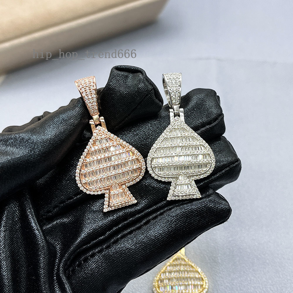 Pass Diamond Tester Hot Selling Fashion Heart baguette Moissanite 925 Sterling Silver Women Necklace Custom Silver Pendant