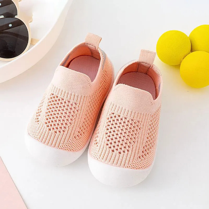 Baby Shoes Anti-slip Breathable Infant Crib Floor Socks with Rubber Sole for Children Girls Boys Mesh Shoes Soft Bottom Slippers 250312