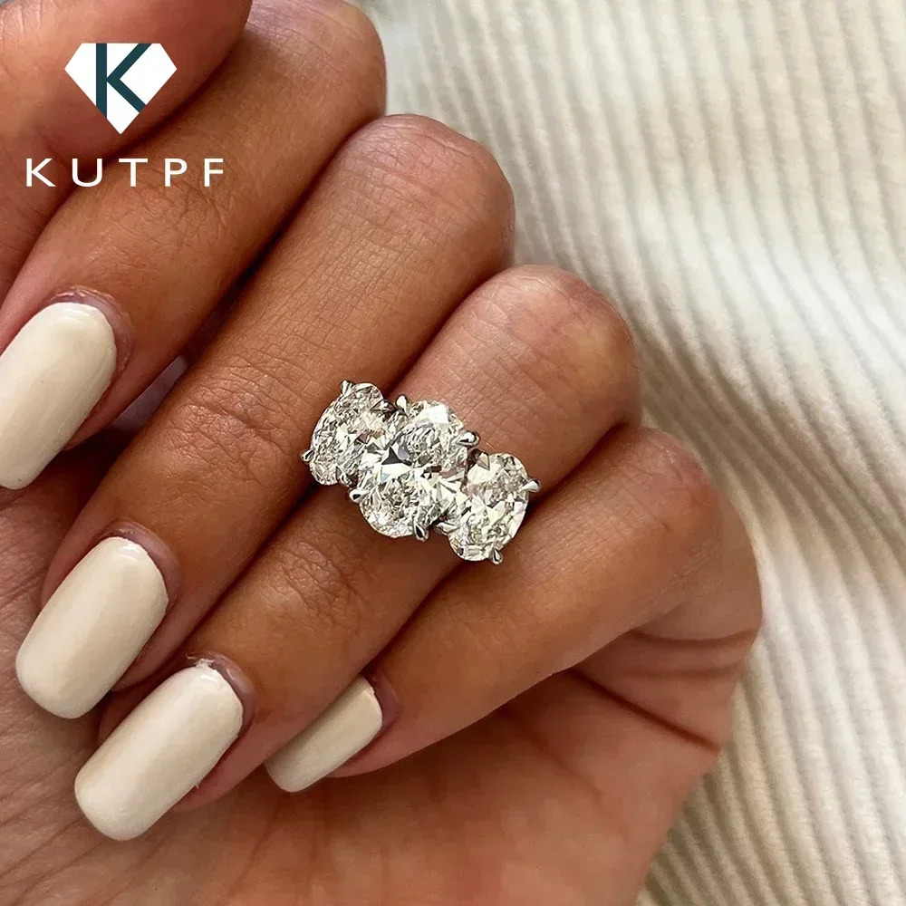 6cttw Oval Cut Full Engagement Ring with Certificate 925 Sterling Silver 3Stone Lab Diamond Wedding Rings for Women 250221
