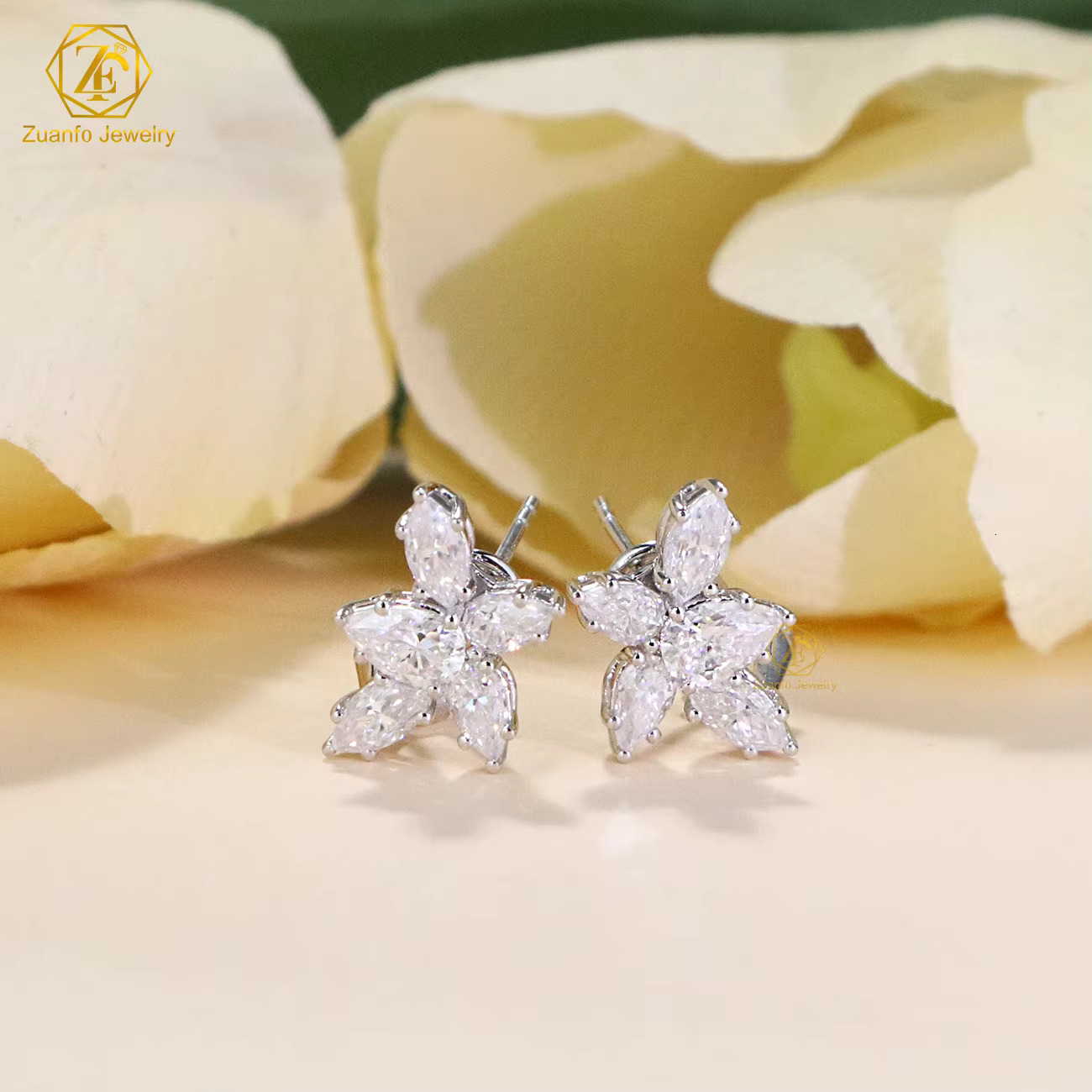 14K 18K Pure White Gold Moissanite Earrings D VVS1 Pear Marquise Shape Lab Diamond Fancy Moissanite Stud Earrings for Gifts