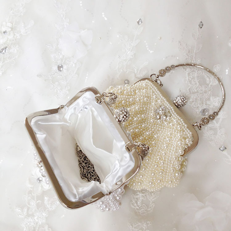 Large Shell Pearl Hand Embroidered Diamond Set Banquet Wedding Bridal Handbag Women's Bag Crystal Evening Bag