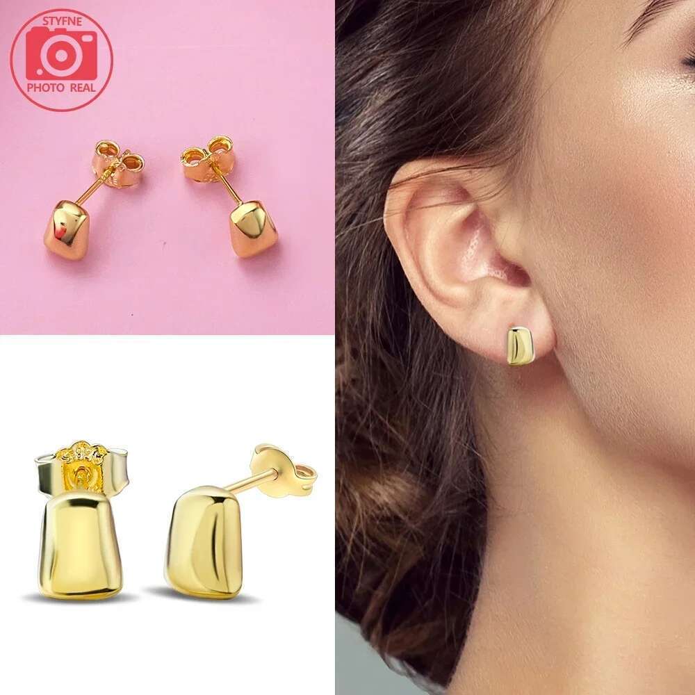 New 925 Sterling Silver Collection Gold Pearl Irregular Organic Freshwater Pearl Earrings For Women Jewelry Gift