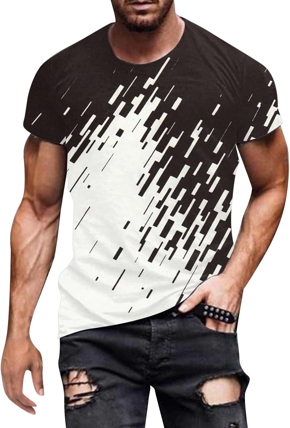 Mens T shirt Tee Shirts Mens Short Sleeve Classic Crewneck 3D Pattern Printed Fashion Graphic Basic Tops Soft Summer Shirts tee Casual tops summer clo