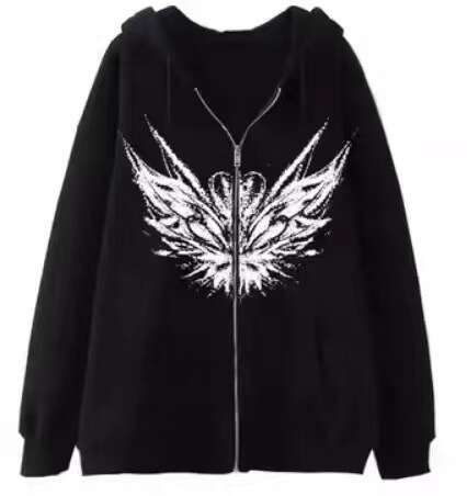 Dark Sweatshirt Men's and Women's Hoodies Gothic Couple Harajuku Large Spider Print Zipper Sweater