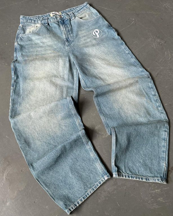 Street y2k embroidery fashion baggy washed distressed jeans mens loose small straight leg pants 240809