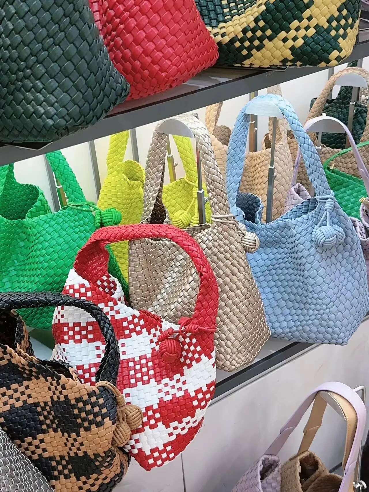 Woman Large Casual Tote PU Leather University Striped Mistress Gift Woven Shoulder Bag