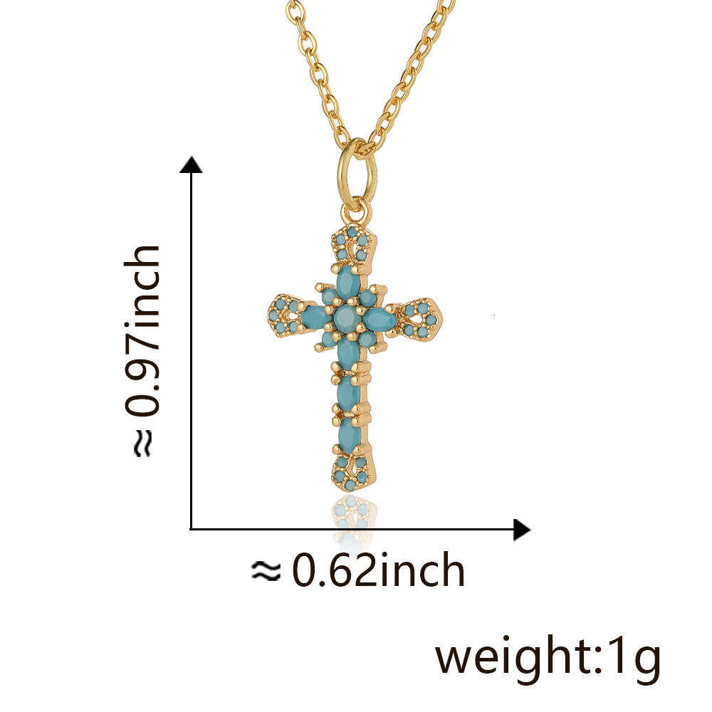 designer hot selg new product copper gold-plated micro inlaid zircon cross pendant necklace for women