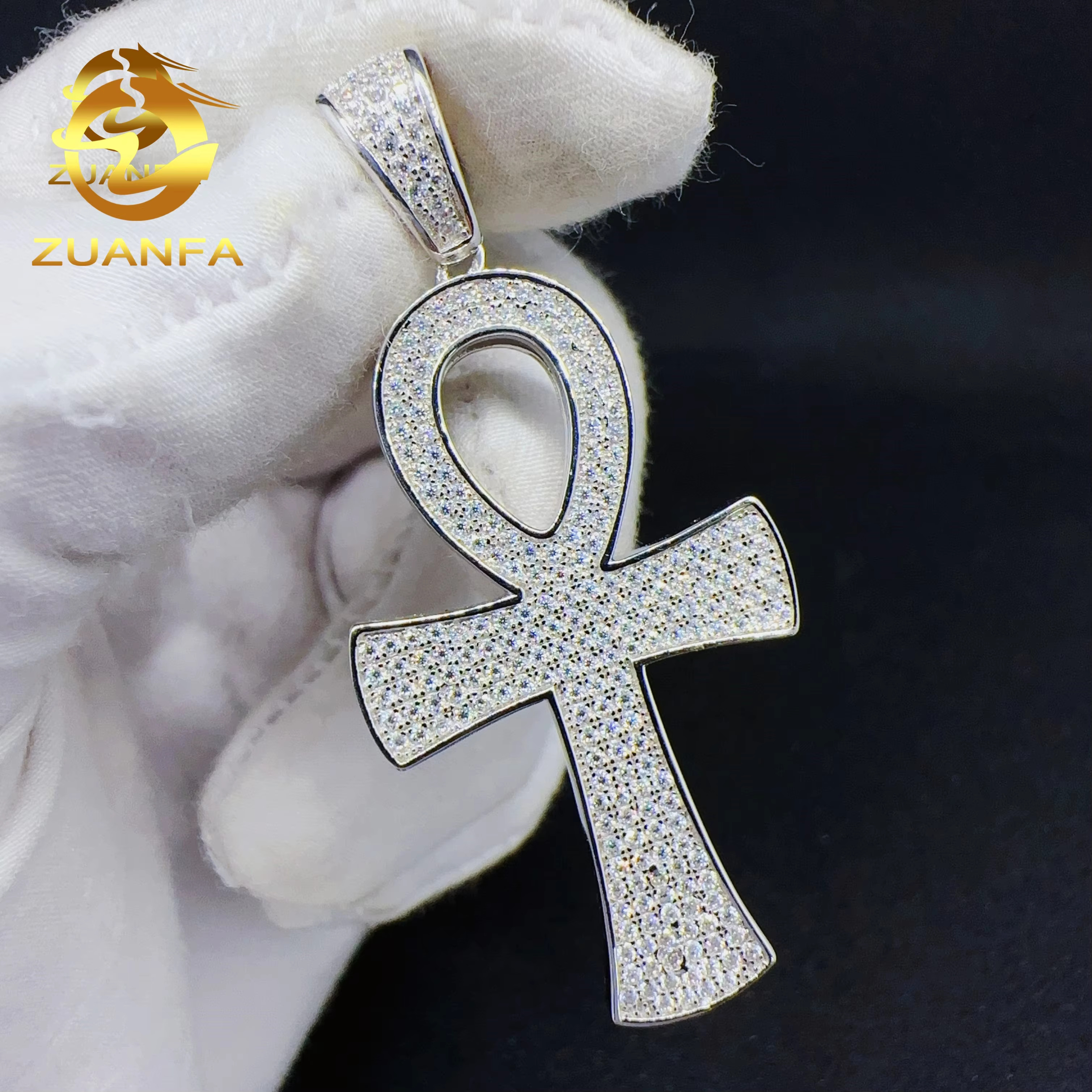 Wholesale Price Hip Hop Pendant Silver Vvs Moissanite Custom Diamond Iced Out Jewelry Chain Cross Pendant