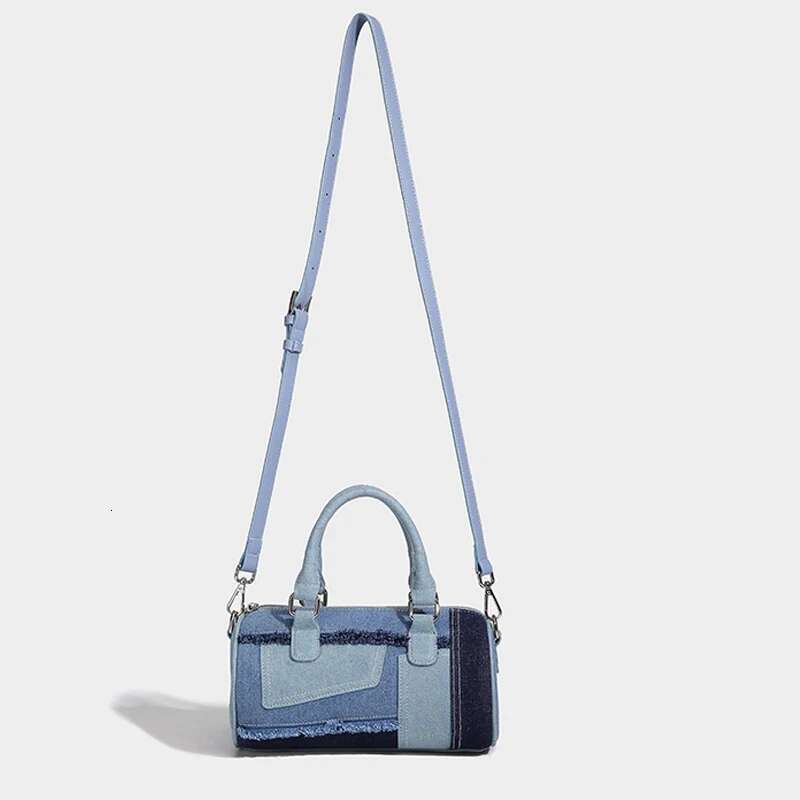 Cydrical Boston Messenger Bags For Women Designer Handbag Purses 2024 New In Fashion Denim Splicing Shoulder Crossbody