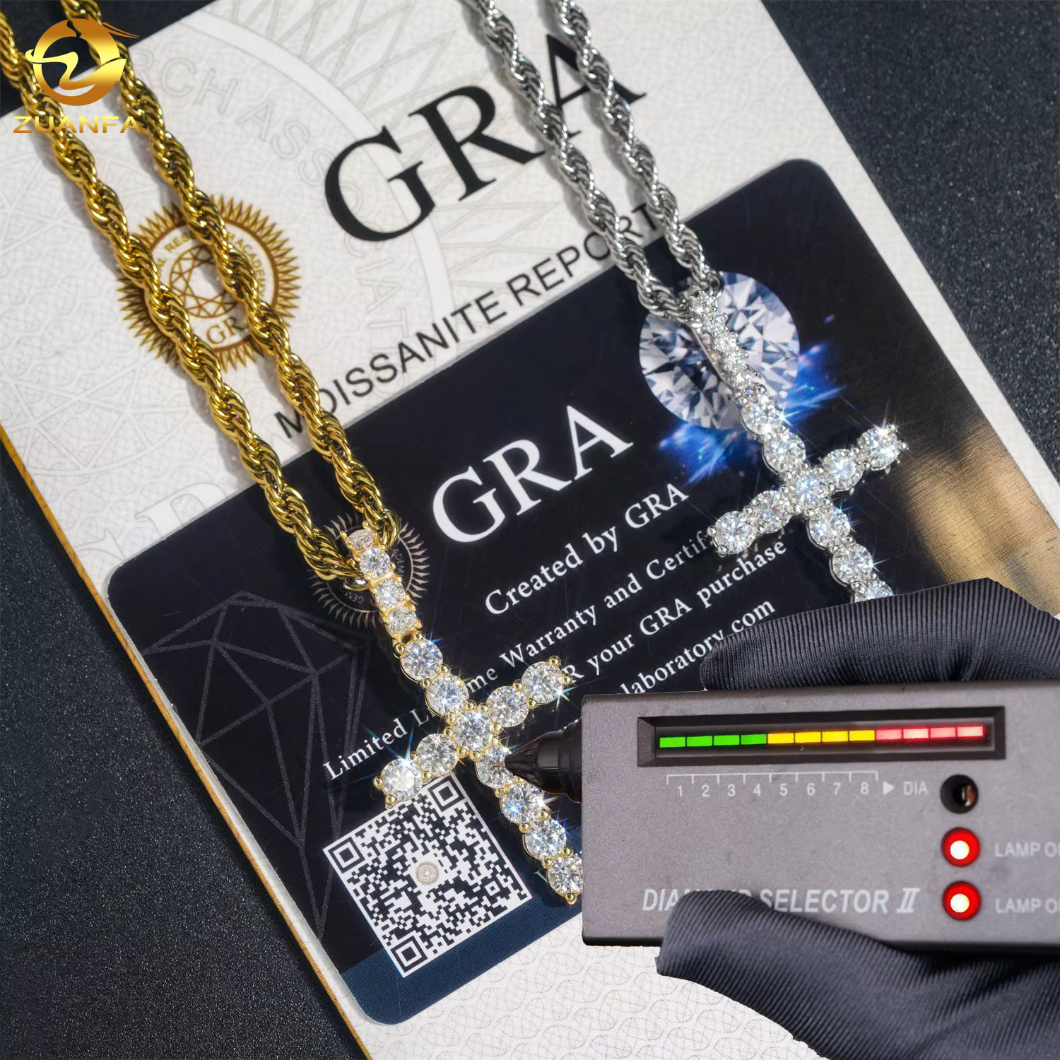 Custom Moissanite Diamond Fine Jewelry 925 Sterling Silver Iced Out Pendant Necklace Chain Hip Hop Cross Pendant