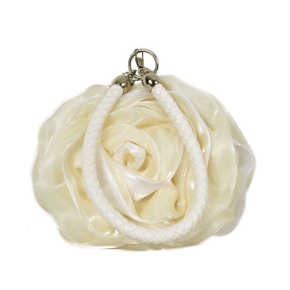 Japanese And Korean Rose Blossom Silk Bridal Wedding Dinner Cute Mini Round Handheld Women's Change Small Bag Evening Clutch
