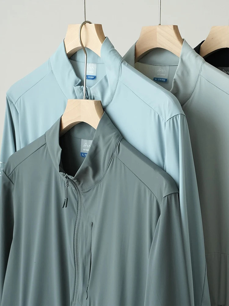 Summer UPF50Mens Jacket UV Protective Ice Silk Leather Coat Breathable Quick drying Elastic Nylon Sunscreen Windproof 250313