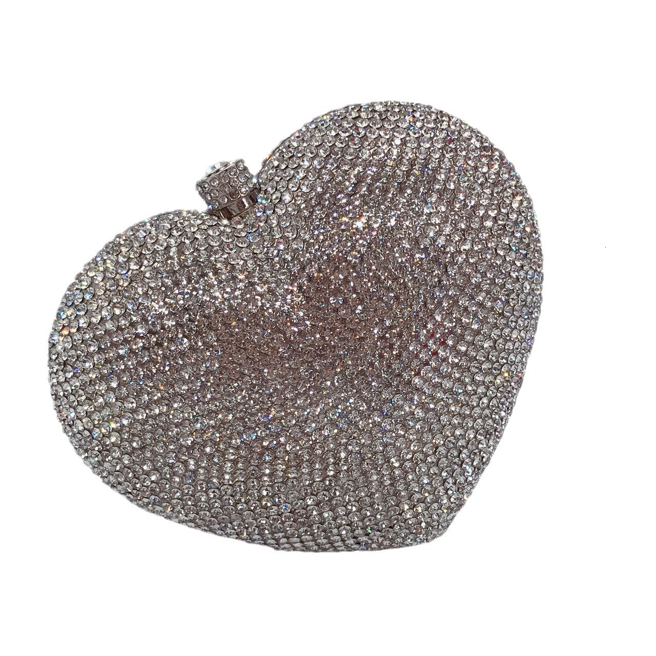 Heart Shaped Studded Banquet Full Of Diamonds, Hand-Held Formal Dress, Crystal Diamond Women's Bag, Chain, Pure Crystal Evening Bag