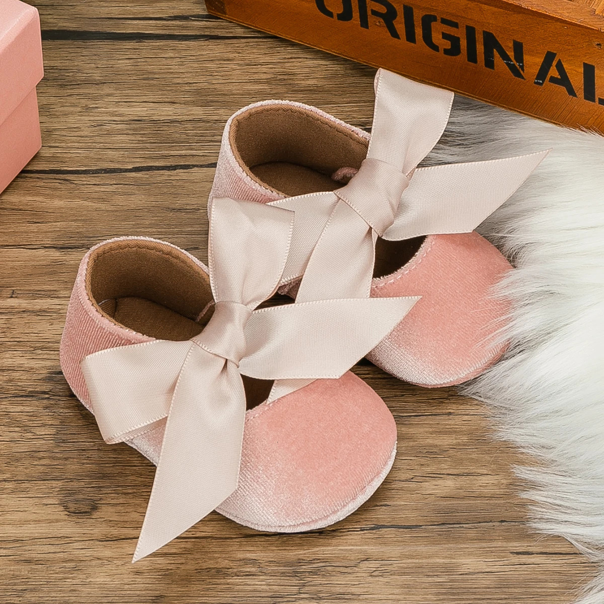 KIDSUN Baby Shoes Girls Princess Shoes Infant Toddler Non-slip Flat Soft-sole Cotton Rubber Cute Bow-knot First Walkers born 250312