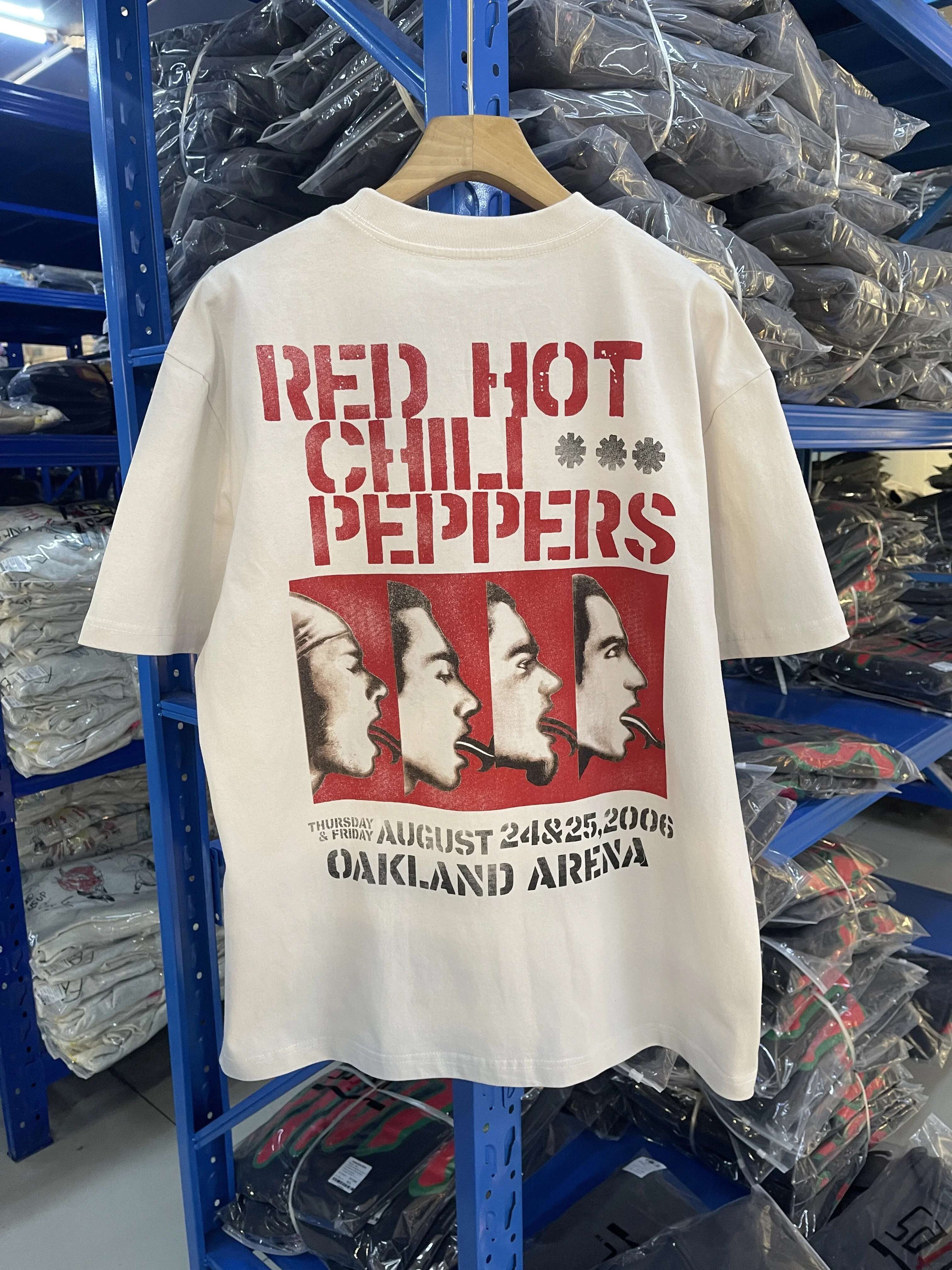 2025 Summer Vintage Rock Band T-Shirt Washed Printed Short Sleeve Weight 100% Cotton High Street Casual Oversized Top