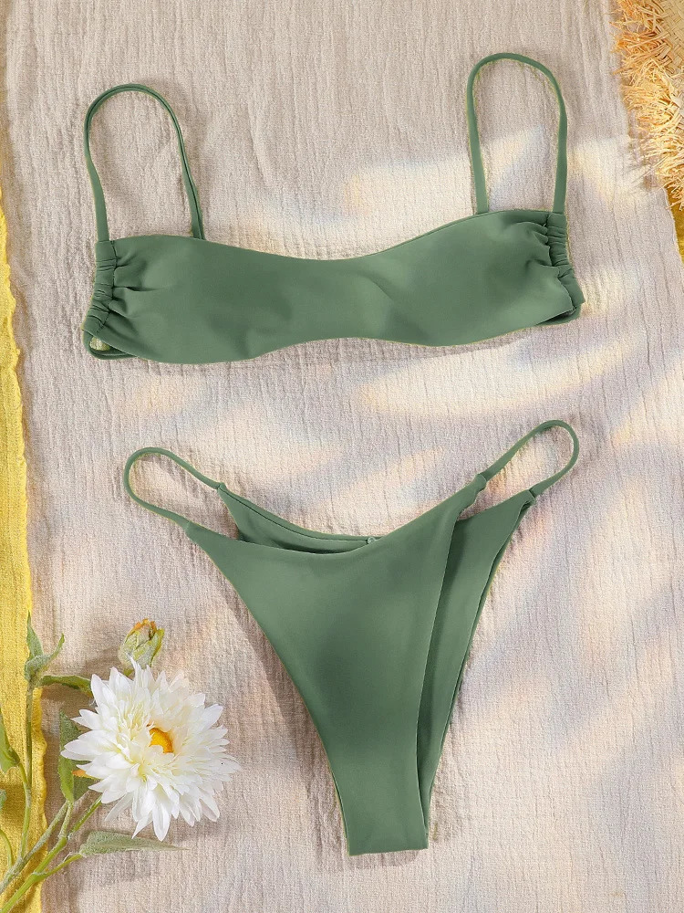 Miyouj bikini womens swimsuit low waist set solid color high cut beachwear twopiece sexy 250311