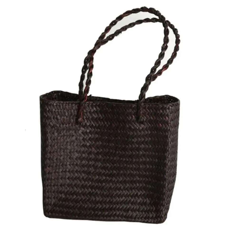 Basket Straw Tote For Women Rattan Handmade Beach Hand Bags Ladies Bamboo Woven Holiday Shoulder Bag