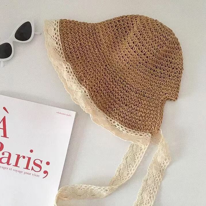 baseball Grass cap Sunshade 2025 Summer Lace Strap Fisherman's Beach Sunscreen Sun Hat Hollow out