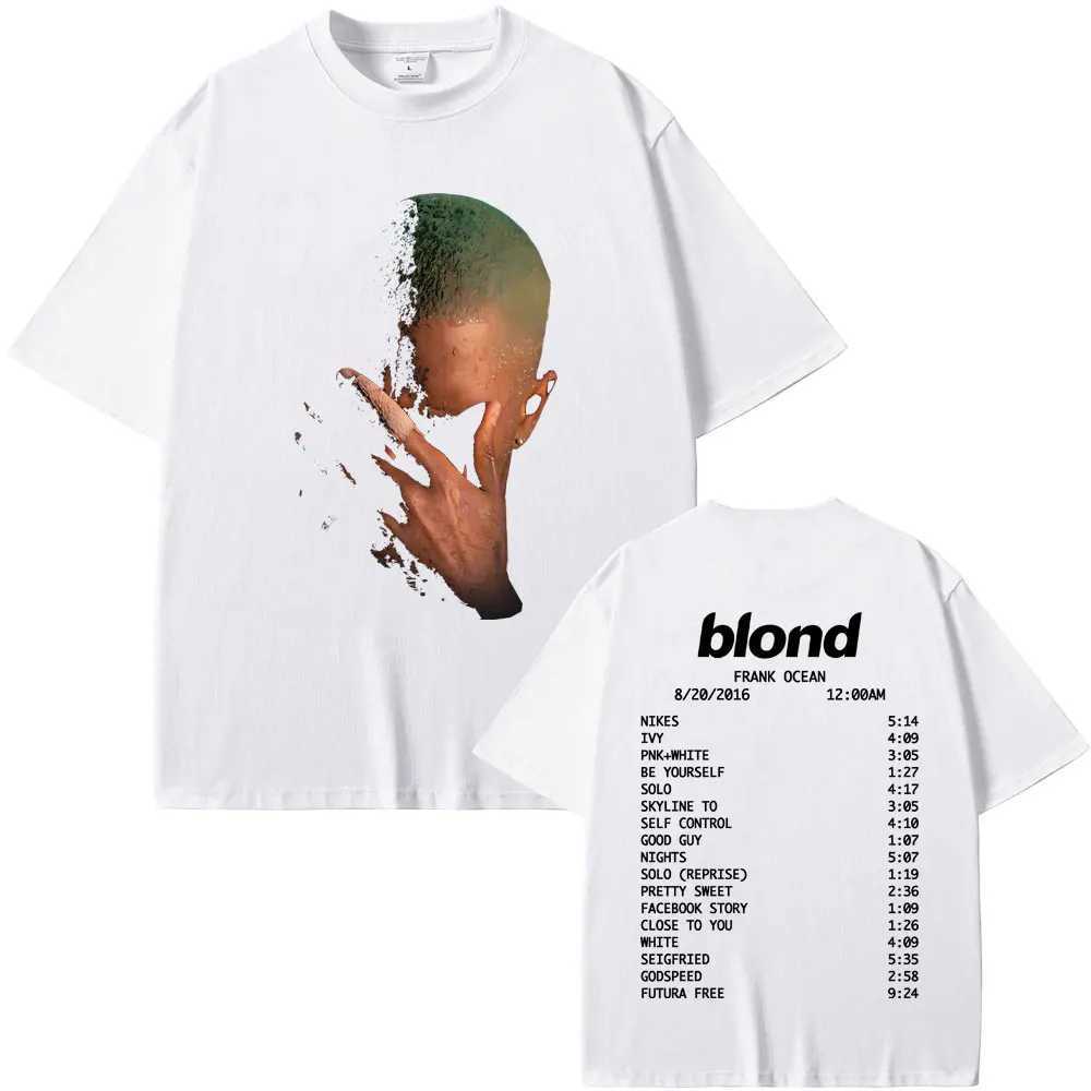 Rapper Frank Fashion Vintage Graphic T-shirts Men Women Ocean Hip Hop Trend T Shirts Blond Oversized T-shirt Man Cotton Tshirt X250313
