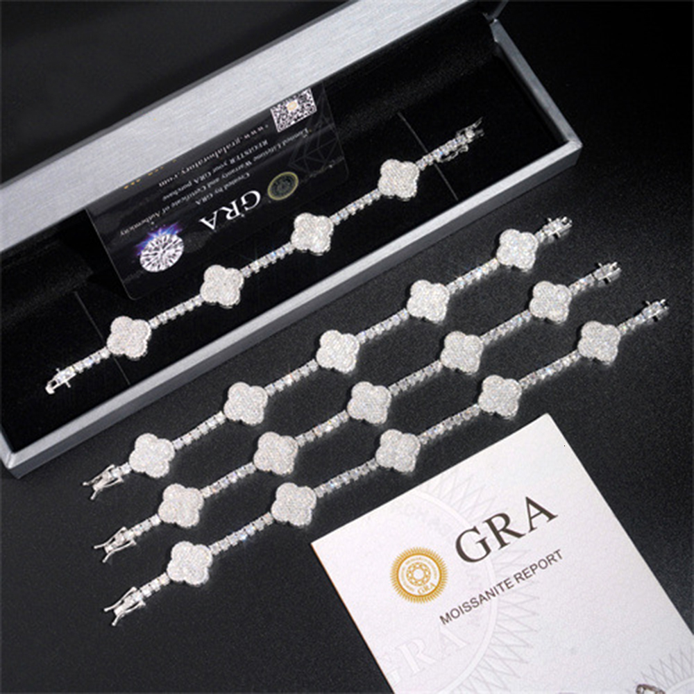 3mm Fashion Moissanite Tennis Chain Bracelet For Women S925 Silver Iced Out Hand Chain Hip Hop Jewelry Pass Diamonds Tester