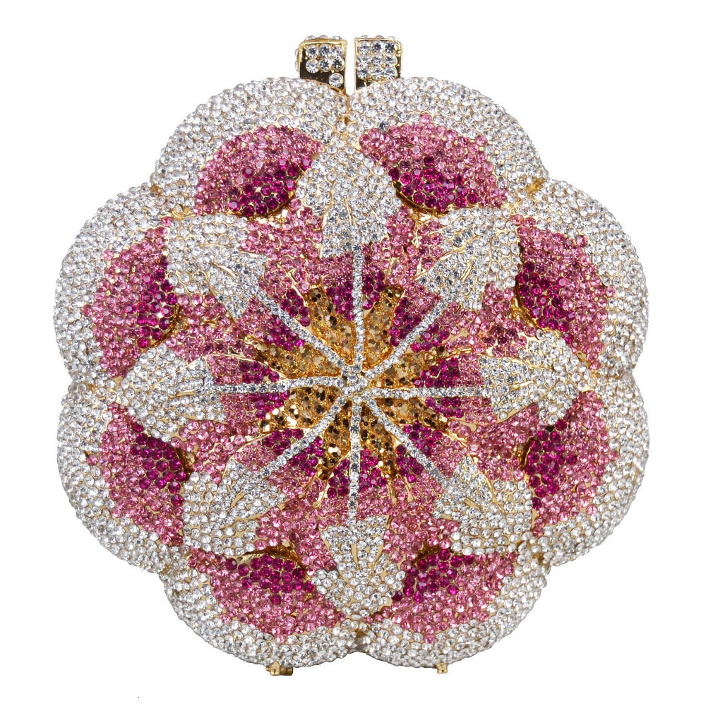 Bl106 Rose Water Hollow Metal Crystal Banquet Diamond Set Package, Women's Handbag Crystal Evening Bag Diamond Embellished Purse