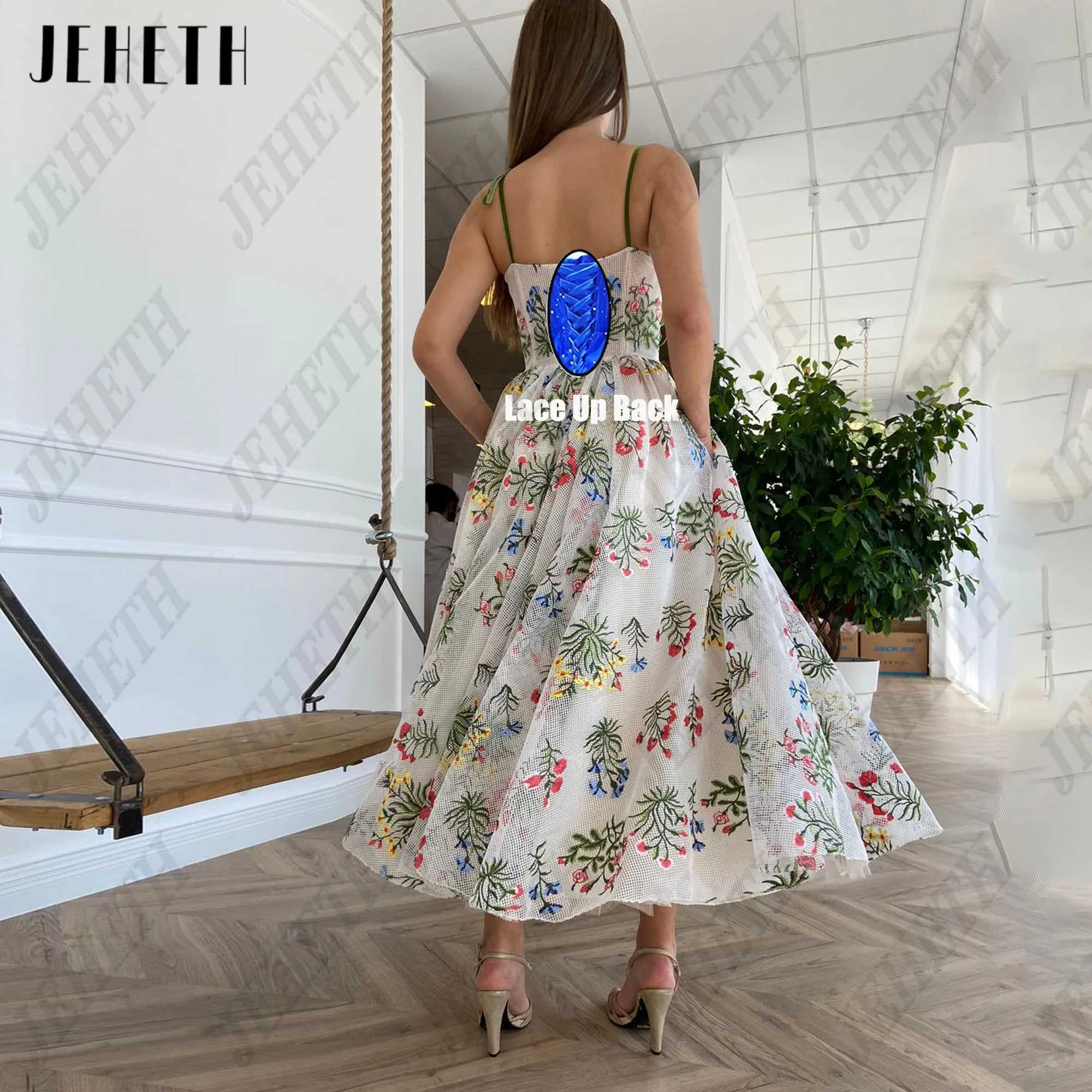 Urban Sexy Dresses JEHETH Embroidered Lace Midi Prom Dr Swtheart Italian Noodles Shoulder Straps ALine Formal Party Dress Pocket Vestido Festa Custom 