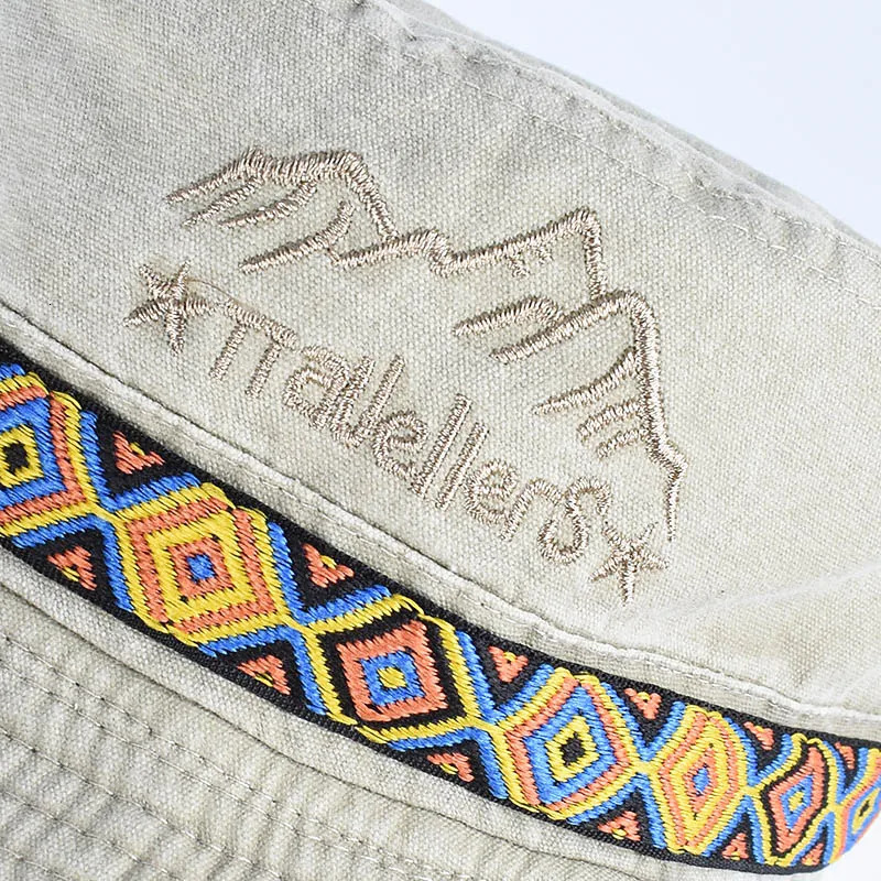 Outdoor Sun Hat Woman Bucket Man Cotton Embroidered Vintage Beach Waterproof Fisherman Fishing Cap Summer Foldable Bob 250304