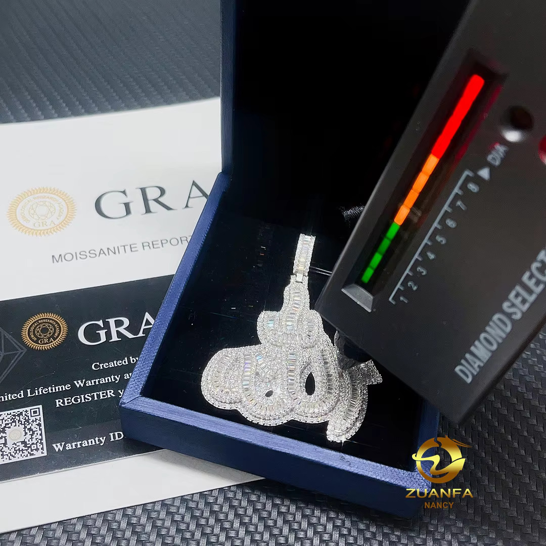 Fashion Hip Hop Jewelry VVS Moissanite Pendant Mens Necklace Pass Diamond Tester Iced Out Anchor Pendants