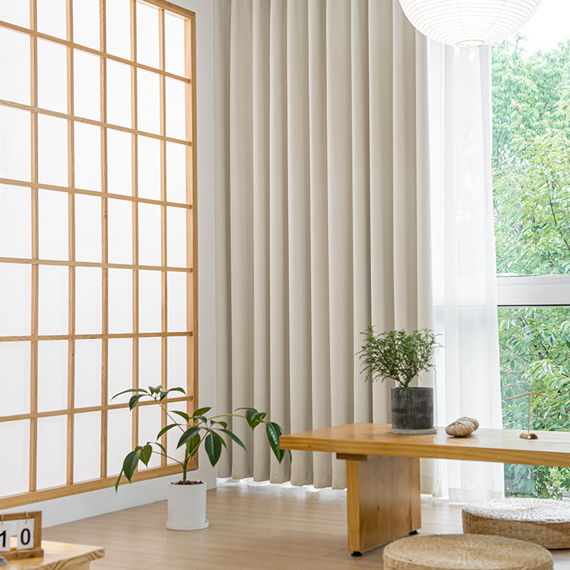 A934 High density fine velvet chenille curtain fabric cream color healing series living room bedroom sun protection high light blocking curtain finish