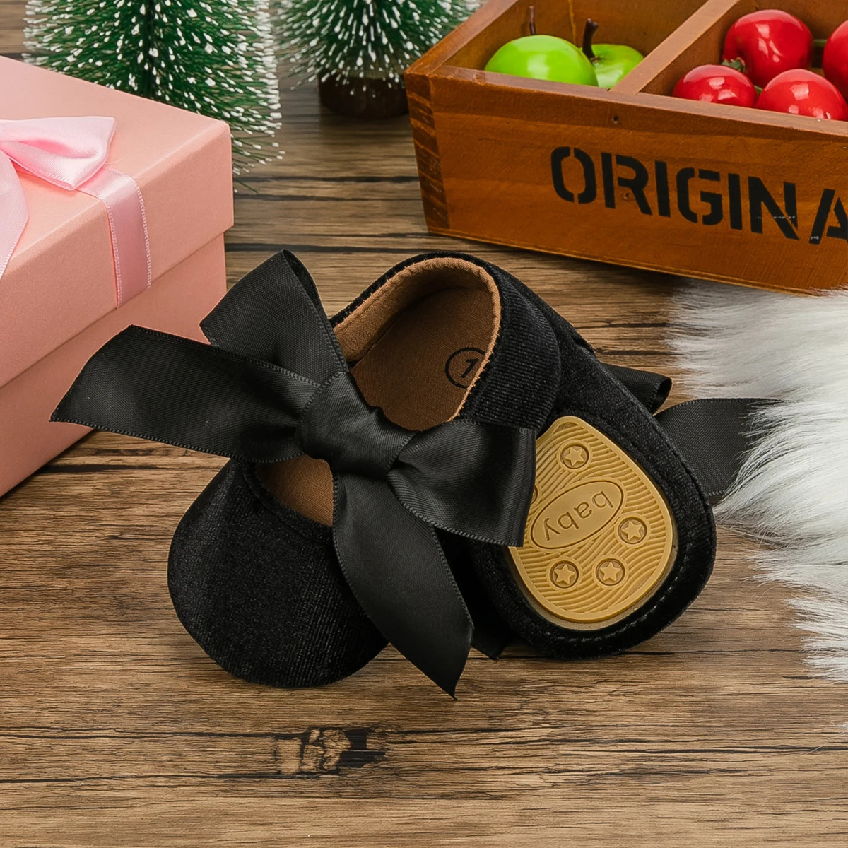 KIDSUN Baby Shoes Girls Princess Shoes Infant Toddler Non-slip Flat Soft-sole Cotton Rubber Cute Bow-knot First Walkers born 250312