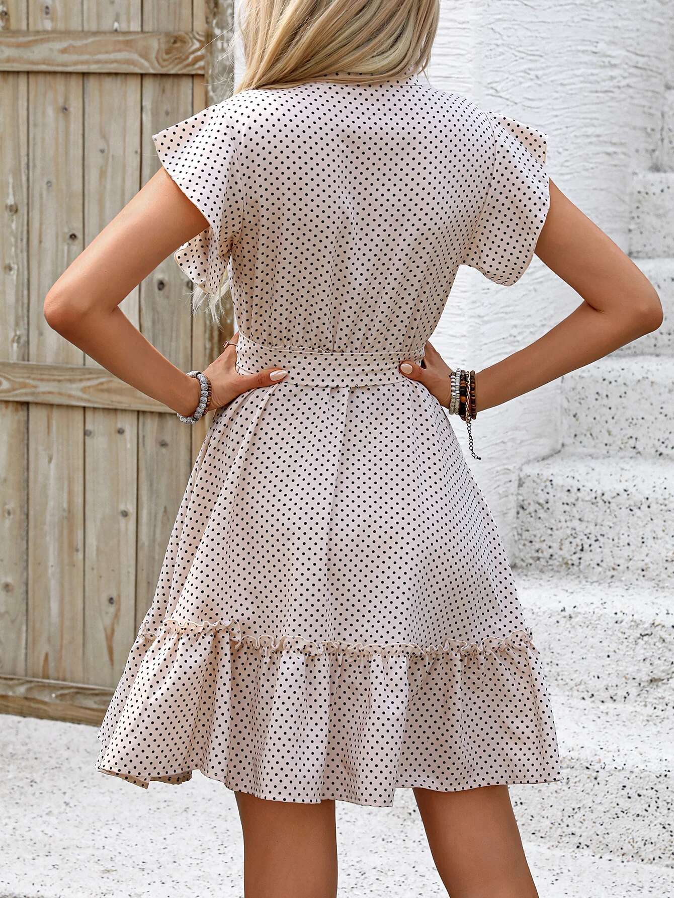 European American Women's Fashionable And Elegant Temperament, Ruffled Hem, Large Skirt, Waistband Dress