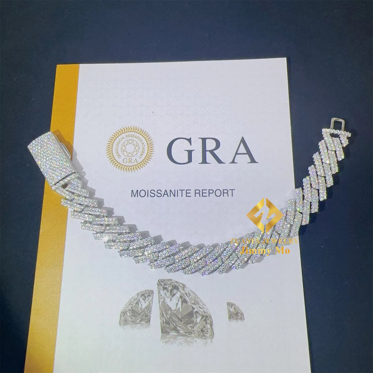 Bulk Stock Best Selling Pass Diamond Tester 925 Solid Silver 12mm Two Rows Iced Out Hip Hop VVS1 Moissanite Miami Cuban Link