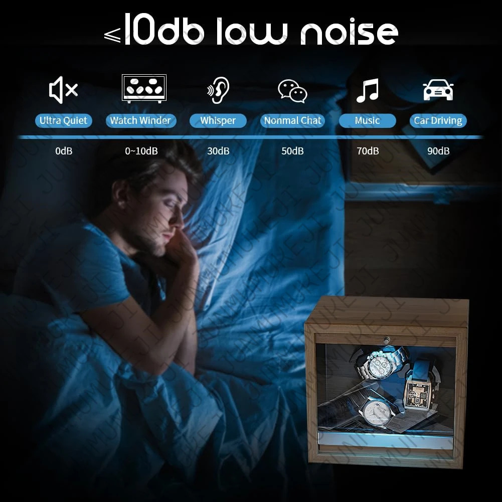 Watch Winder for Automatic Watches Box Storage Dustproof Mechanical Watch Case Black Walnut Wood Safe Mata Box LED Ambient Light 250306