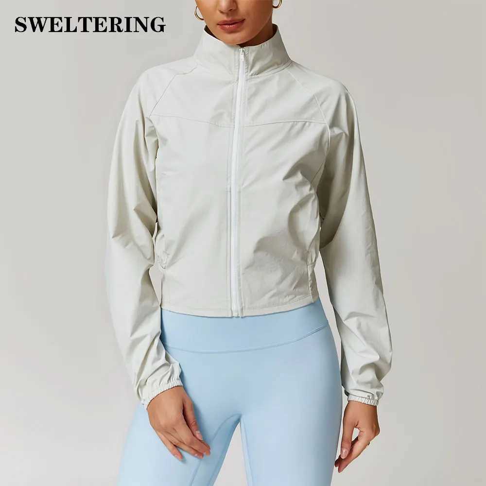 Active Shirts Tees Jacket Windproof Zipper Running Long Slved Workout Jacket for Women Long Slve Gym Quick-drying Train Sport Coat Y250312IONR