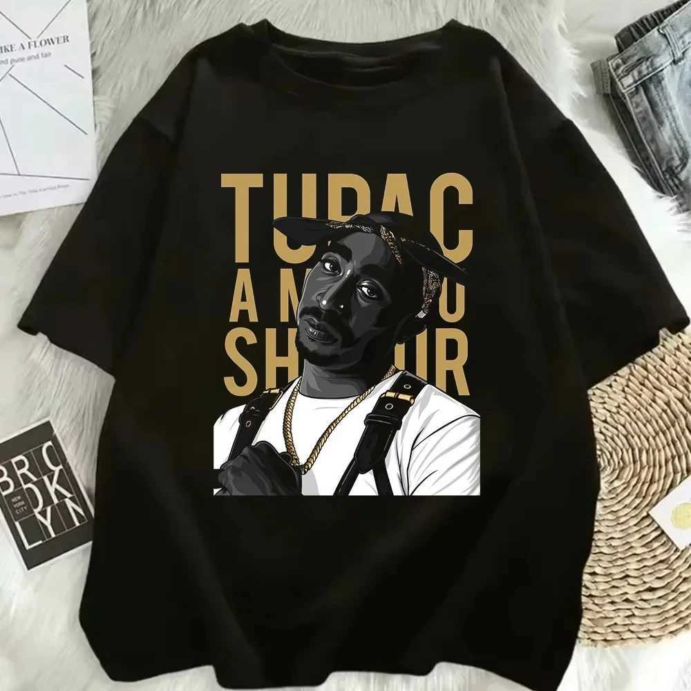 2025 Summer Fashion T-shirt Rapper Tupac Top Hip Hop Strt Wear Oversized Short Slve T-shirt Mens And Womens T-shirts X250313