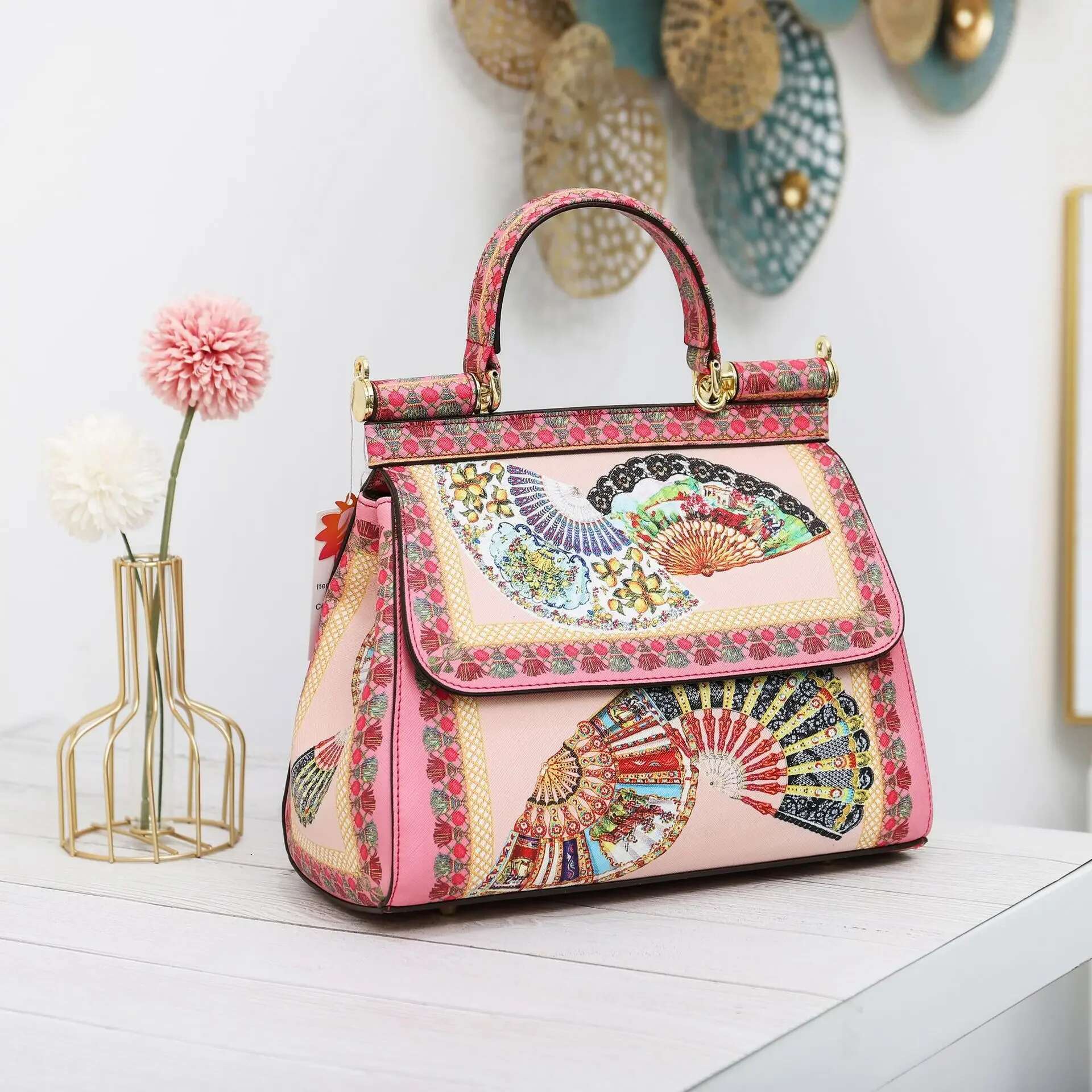 2025 Classic Women Frame Handbag Leather Printing Shoulder Messenger Totes Ladies Bags Bolsa Feminina Art Print