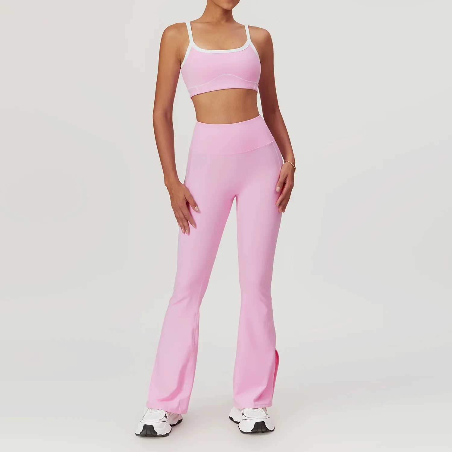 Women's Tracksuits Set Womens Sport Bra Gym Workout Legging High Waist Wide Flare Pants Fitn Sports Shorts Active Wear Suit Y250312553G