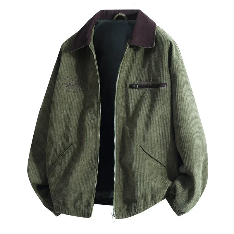 Spring Corduroy Jacket Mens Retro Collar Cotton Military Korean Ultra Thin Set Bomber 250313