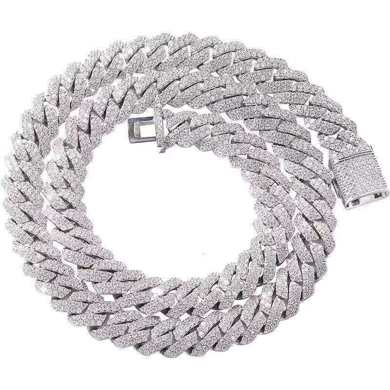 designer custom s hip hop rapper singer vvs dia moissanite cuban k chain 14mm wide 2 row baguette iced out sier hiphop necklace
