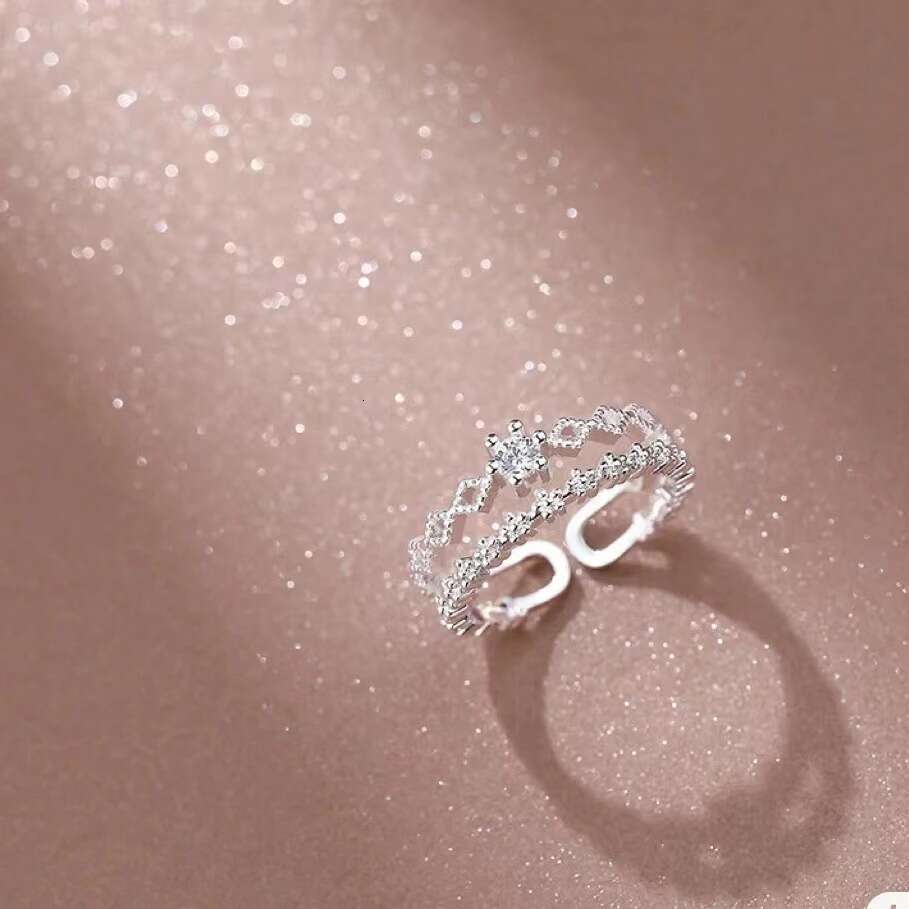 Designer for womenClassic Ring Small Fresh Lace Double Layer for Women with Ins Style Sweet Opening Ring, Student Personalized Trendy Ring