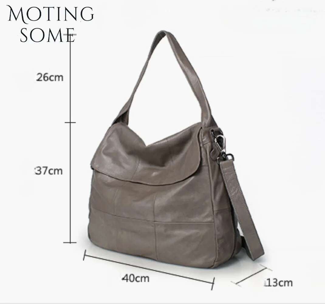 Motingsome Real Leather Handbag Large Capacity Shoulder Purses Crossbody Messenger Casual Simple Style Lady Tote 2024 New