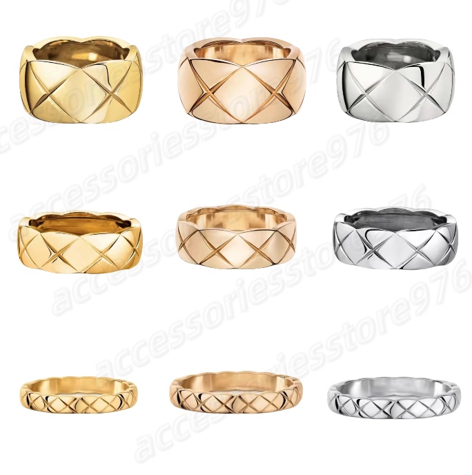 Women 925 Silver Crush Rings Gold Embossed High Quality Rhomboid Diamonds Ring Motif Quilted Pattern Lends Graphic Shapes Original Collection Never Fade