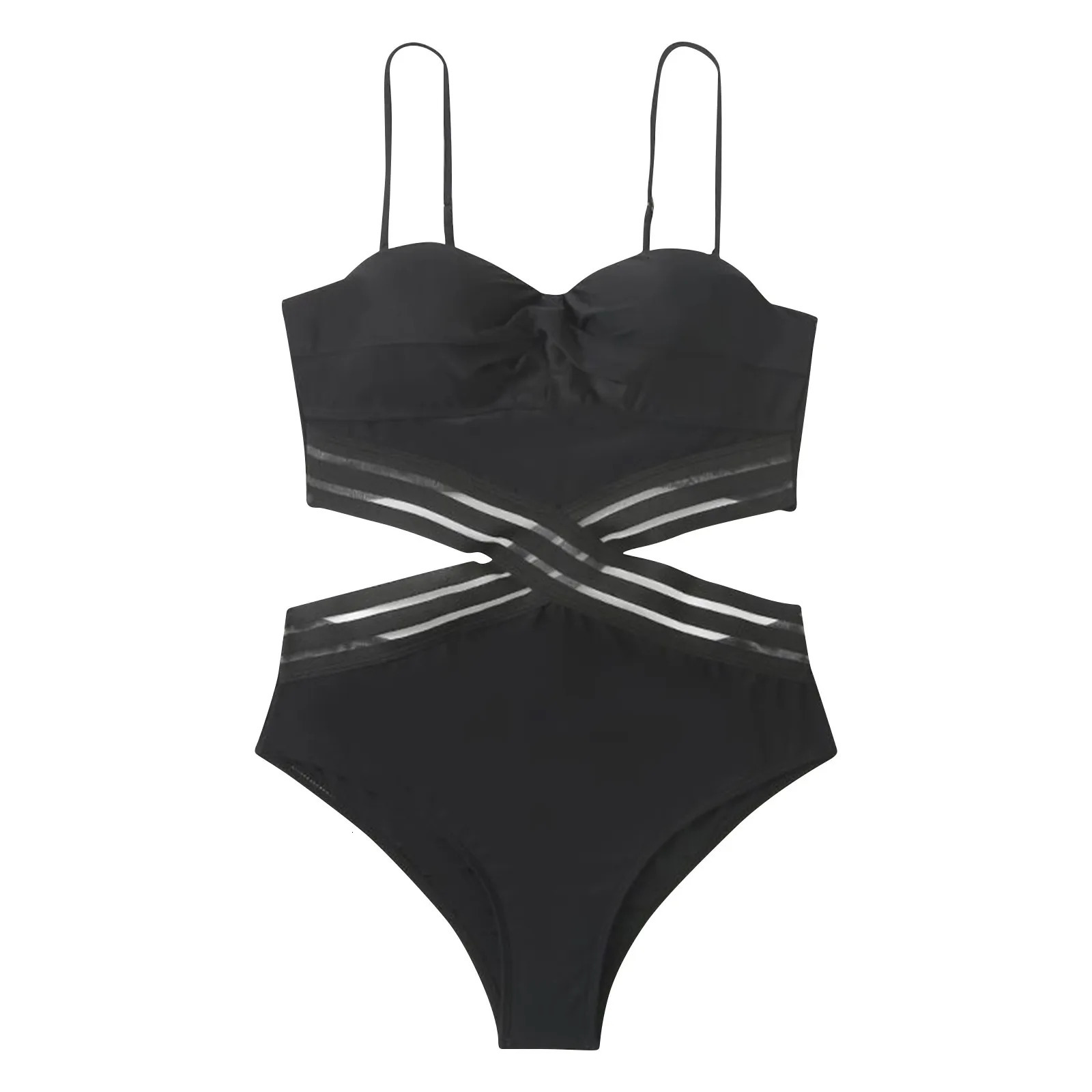 WomenS Fashion Solid Color Sexy Swimsuit High Waist Bikini With Chest Pad No Steel Support Bathing Suit Womens Sets 250311